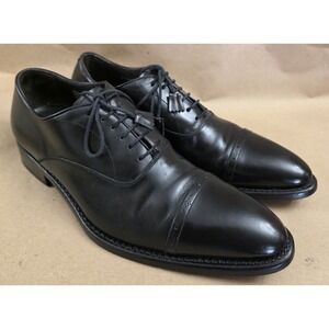 Calzoleria Harris Sz 7 UK Handmade Shoes Black Leather Cap Toe Oxford Italy Mens